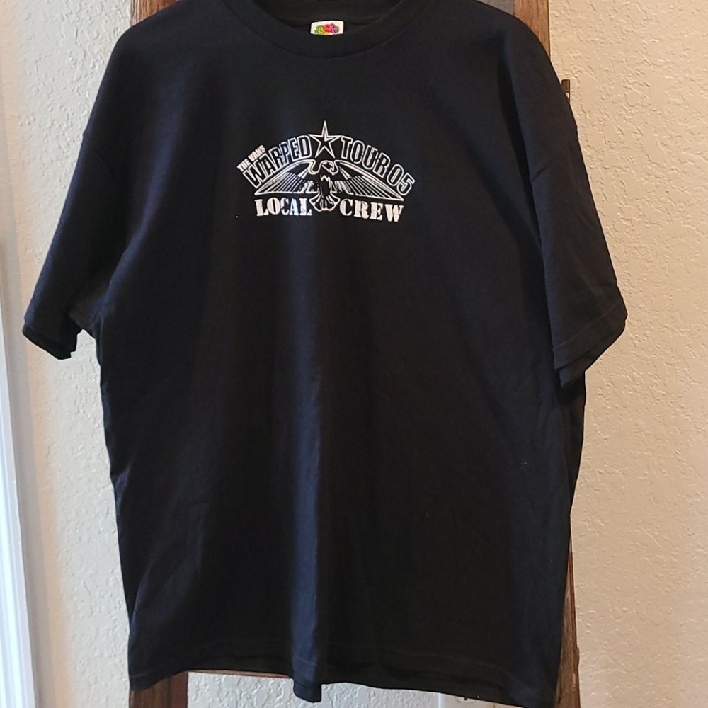 Mens Warp Tour black tshirt, crew shirt